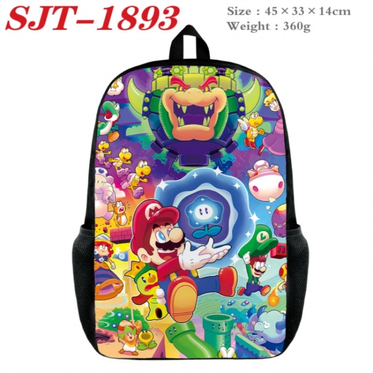 Super Mario Anime nylon canvas backpack student backpack 45x33x14cm