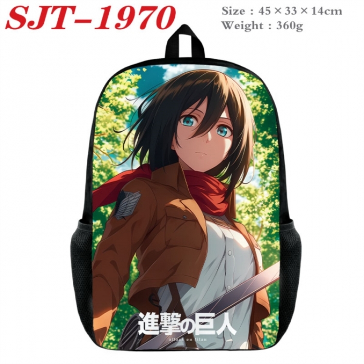 Shingeki no Kyojin Anime nylon canvas backpack student backpack 45x33x14cm
