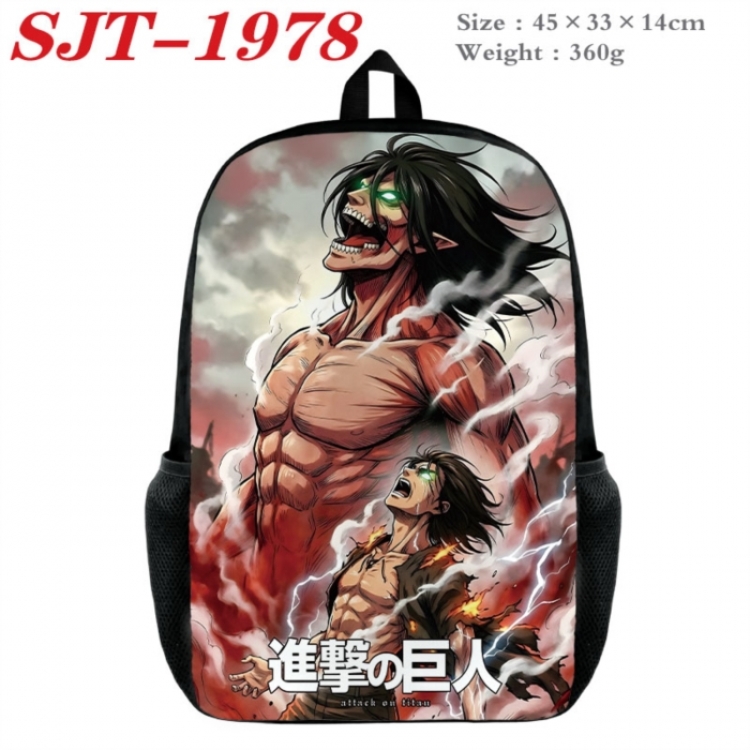 Shingeki no Kyojin Anime nylon canvas backpack student backpack 45x33x14cm