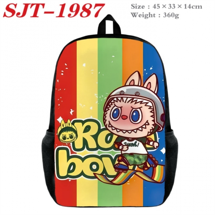 Labubu Anime nylon canvas backpack student backpack 45x33x14cm