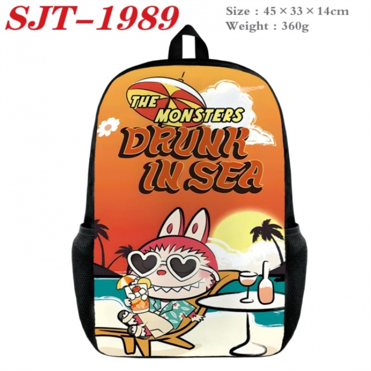 Labubu Anime nylon canvas backpack student backpack 45x33x14cm