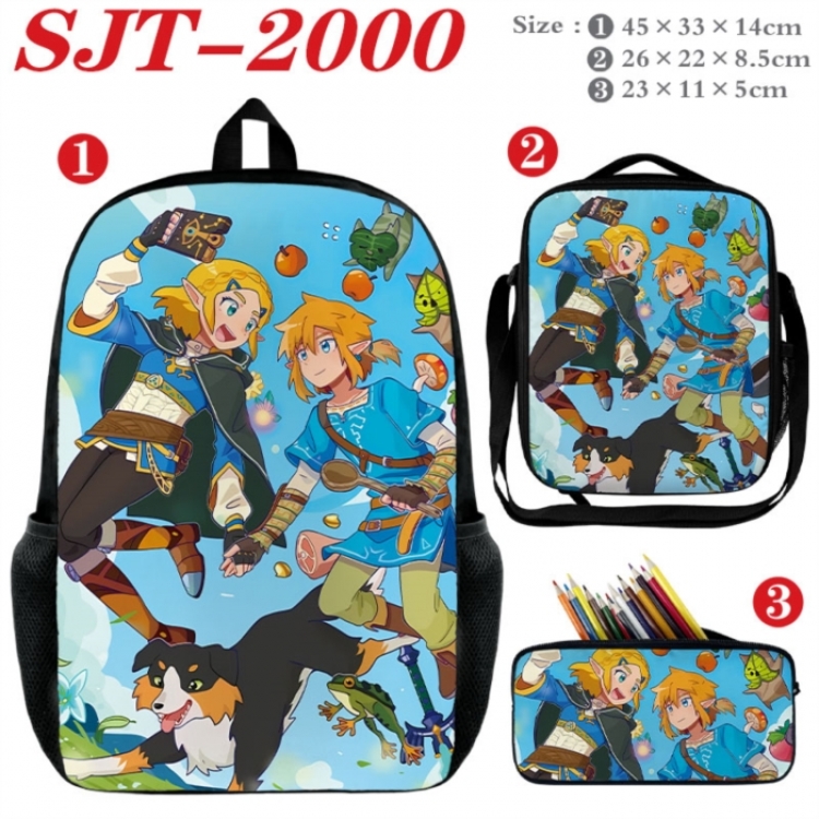 The Legend of Zelda Anime nylon canvas backpack pencil case crossbody bag three piece set 45x33x14cm