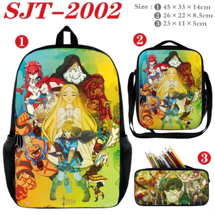 The Legend of Zelda Anime nylon canvas backpack pencil case crossbody bag three piece set 45x33x14cm