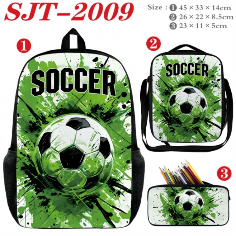 Football Anime nylon canvas backpack pencil case crossbody bag three piece set 45x33x14cm