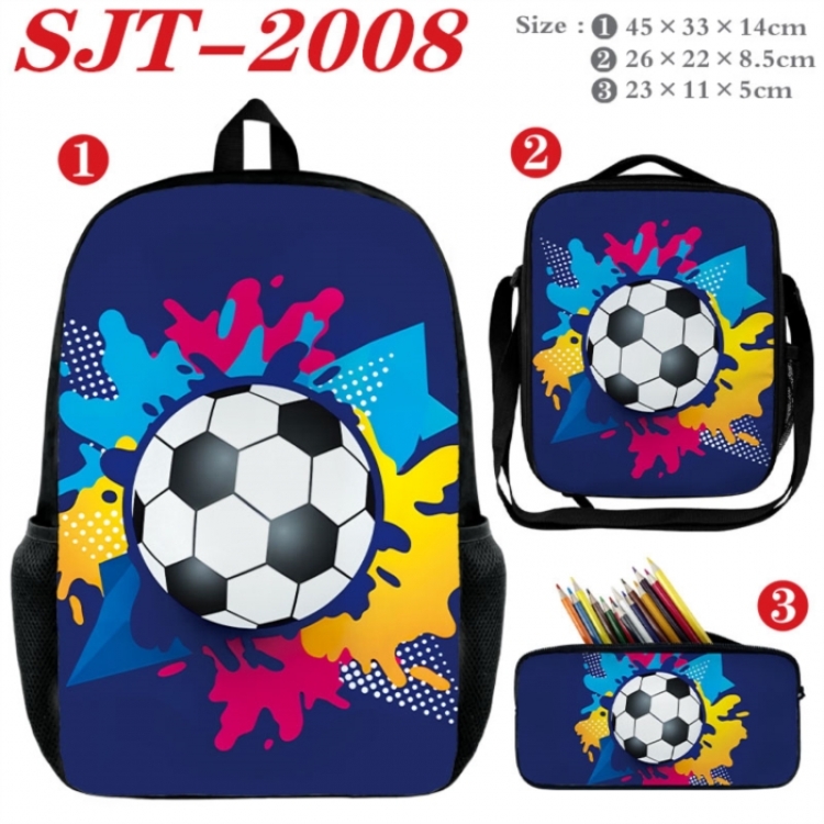 Football Anime nylon canvas backpack pencil case crossbody bag three piece set 45x33x14cm