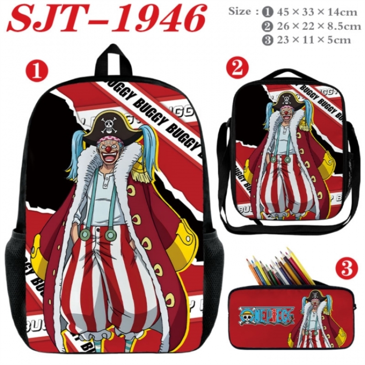 One Piece Anime nylon canvas backpack pencil case crossbody bag three piece set 45x33x14cm