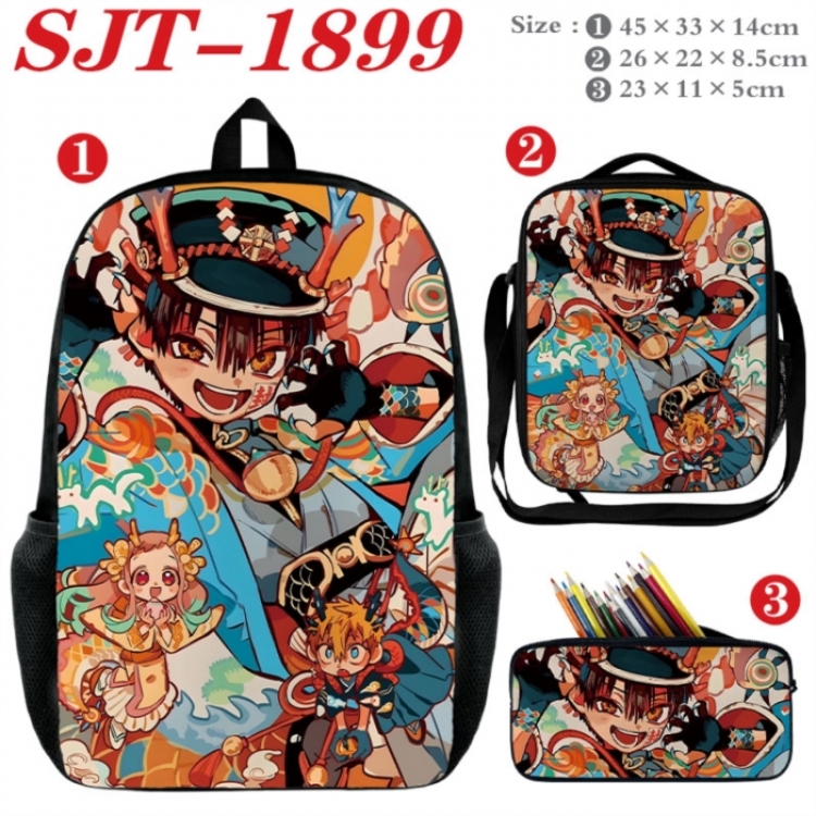 Toilet-bound Hanako-kun Anime nylon canvas backpack pencil case crossbody bag three piece set 45x33x14cm