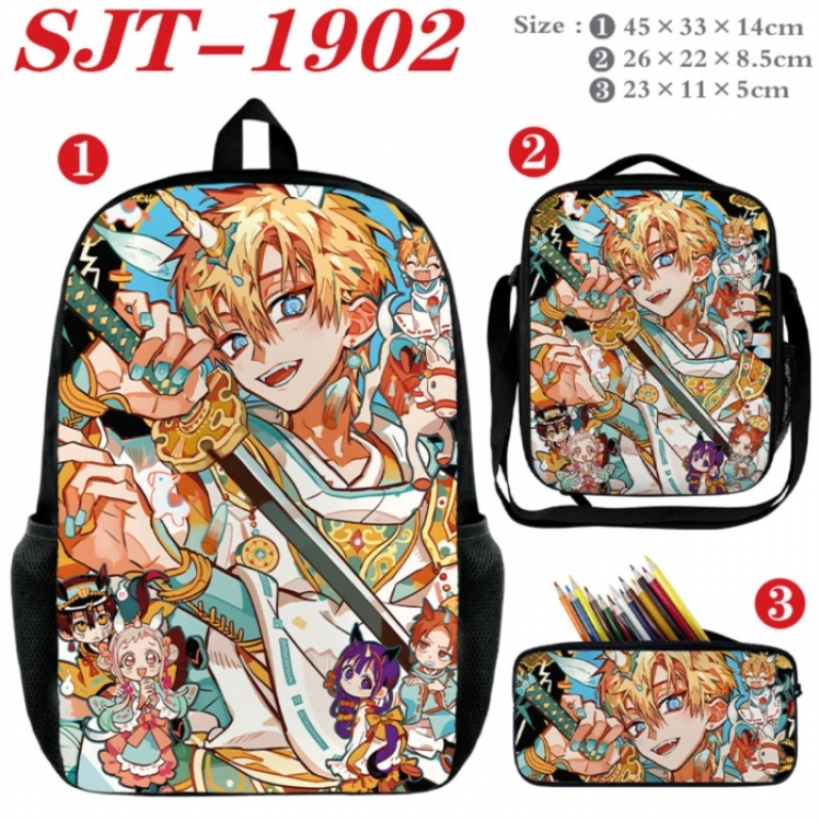 Toilet-bound Hanako-kun Anime nylon canvas backpack pencil case crossbody bag three piece set 45x33x14cm