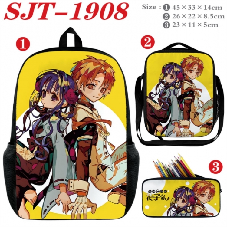 Toilet-bound Hanako-kun Anime nylon canvas backpack pencil case crossbody bag three piece set 45x33x14cm