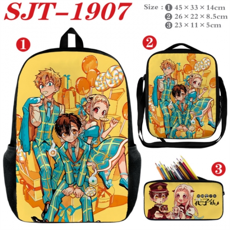 Toilet-bound Hanako-kun Anime nylon canvas backpack pencil case crossbody bag three piece set 45x33x14cm