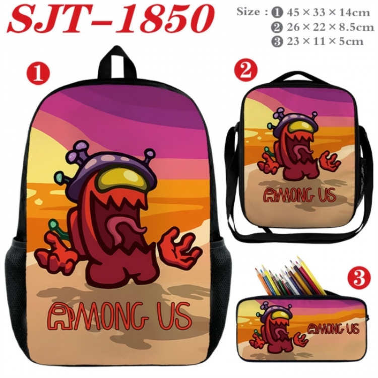 Among Us Anime nylon canvas backpack pencil case crossbody bag three piece set 45x33x14cm