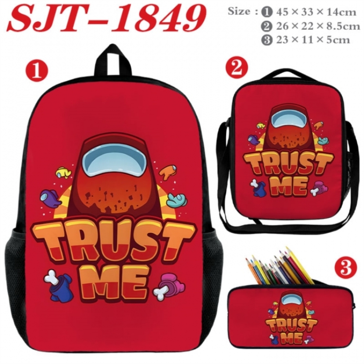 Among Us Anime nylon canvas backpack pencil case crossbody bag three piece set 45x33x14cm