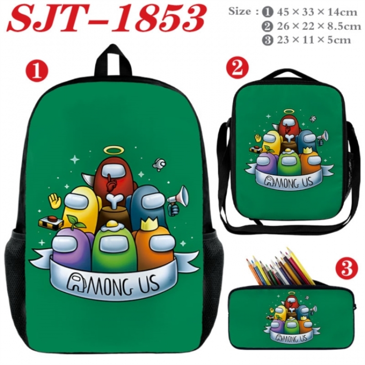 Among Us Anime nylon canvas backpack pencil case crossbody bag three piece set 45x33x14cm