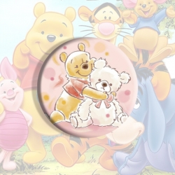 Winnie Anime tinplate brooch b...