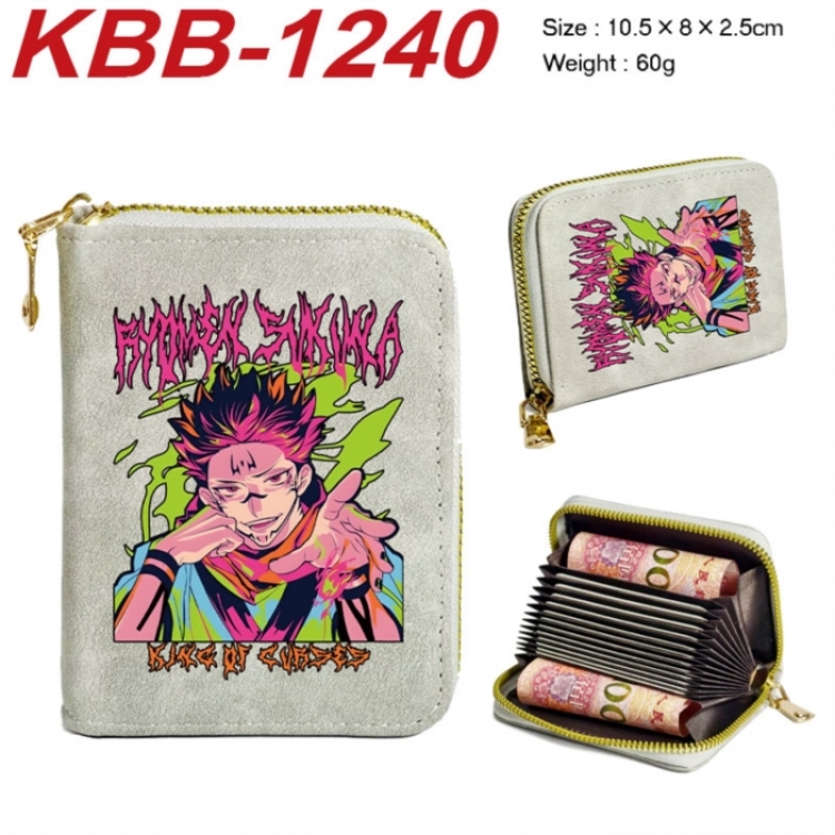 Jujutsu Kaisen Anime-themed bank card zipper cardholder with dimensions 10.5x8x2.5cm