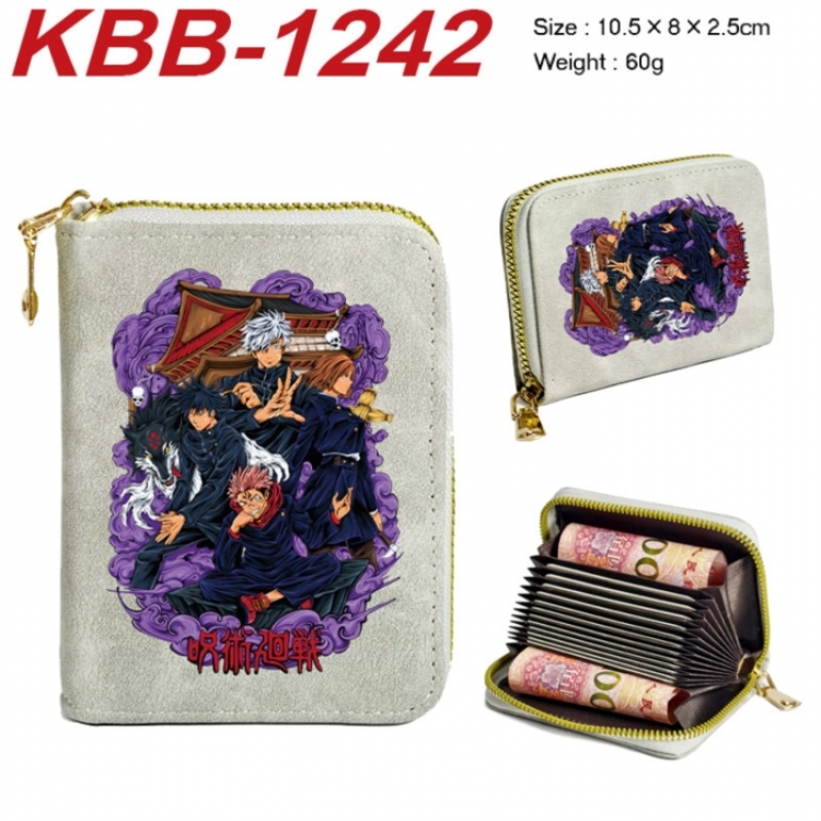 Jujutsu Kaisen Anime-themed bank card zipper cardholder with dimensions 10.5x8x2.5cm