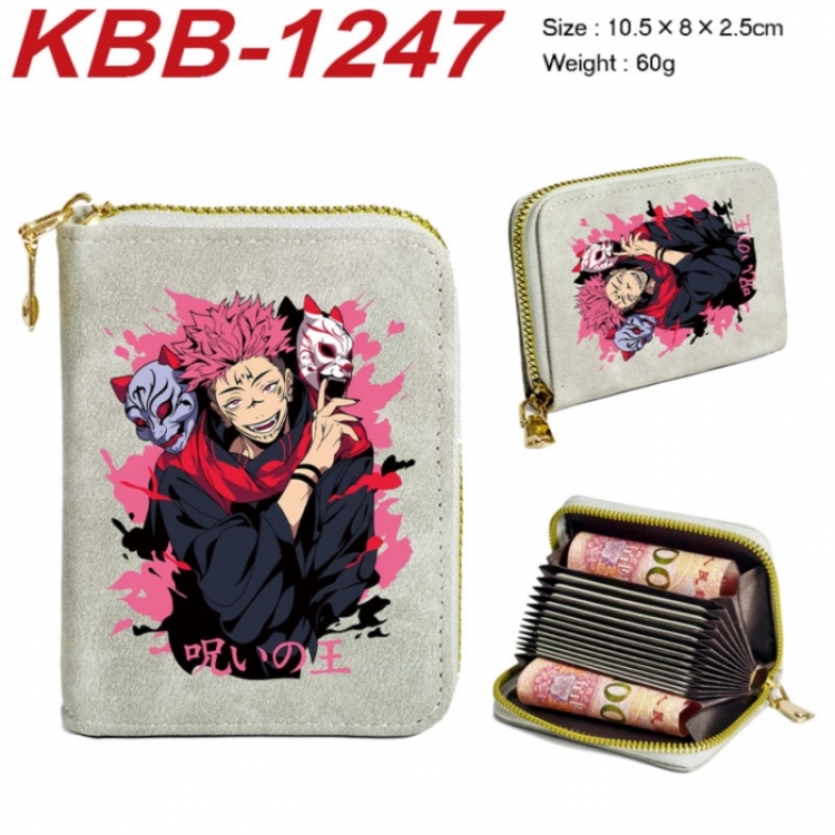 Jujutsu Kaisen Anime-themed bank card zipper cardholder with dimensions 10.5x8x2.5cm