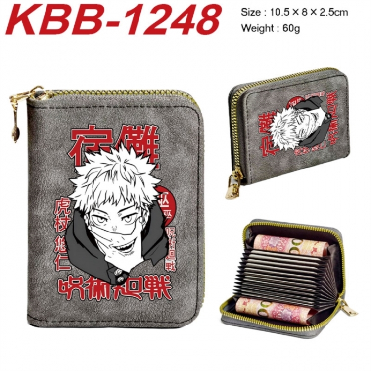 Jujutsu Kaisen Anime-themed bank card zipper cardholder with dimensions 10.5x8x2.5cm