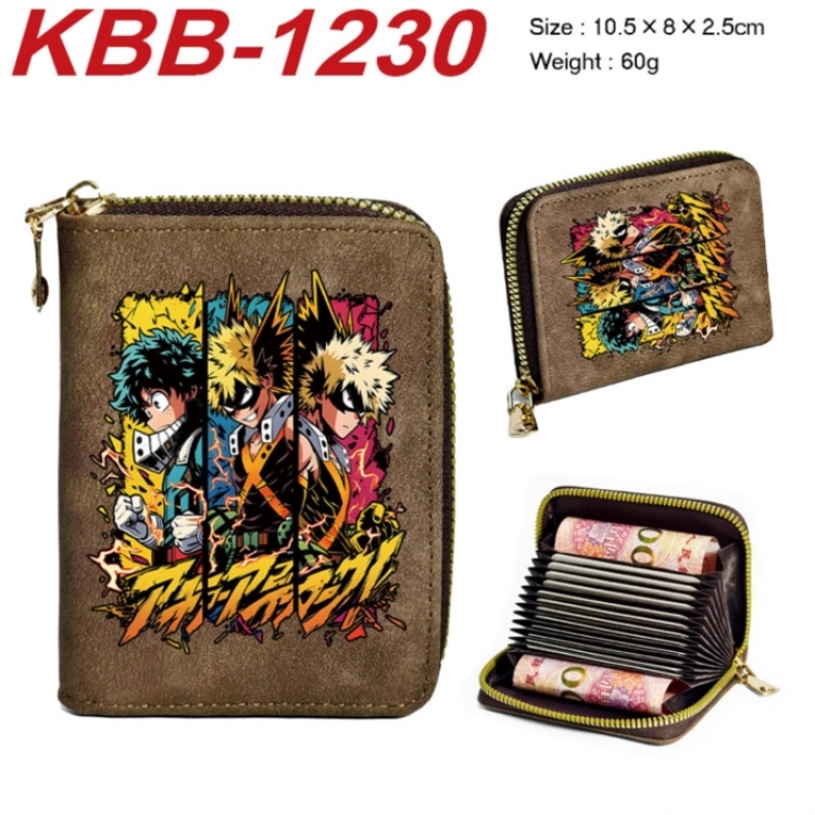 My Hero Academia Anime-themed bank card zipper cardholder with dimensions 10.5x8x2.5cm