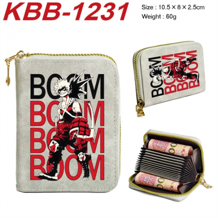 My Hero Academia Anime-themed bank card zipper cardholder with dimensions 10.5x8x2.5cm
