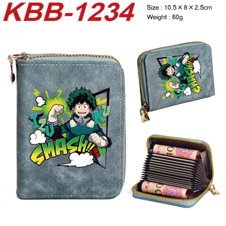My Hero Academia Anime-themed bank card zipper cardholder with dimensions 10.5x8x2.5cm