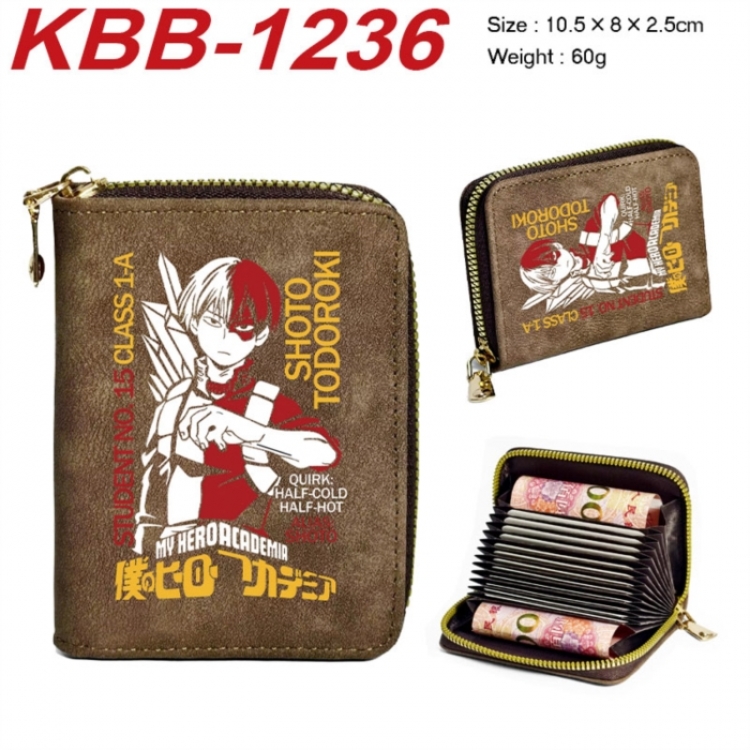 My Hero Academia Anime-themed bank card zipper cardholder with dimensions 10.5x8x2.5cm