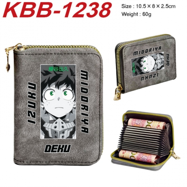 My Hero Academia Anime-themed bank card zipper cardholder with dimensions 10.5x8x2.5cm