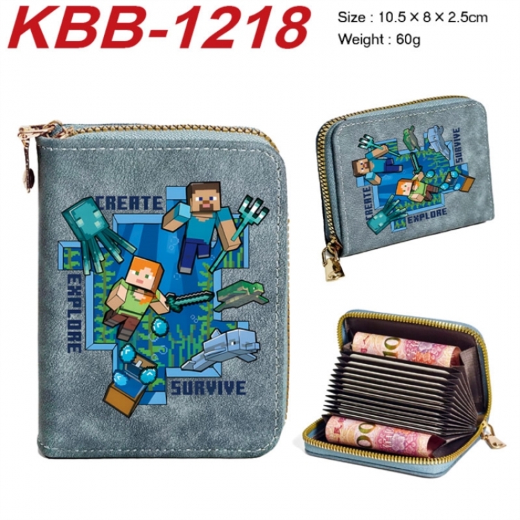 Minecraft Anime-themed bank card zipper cardholder with dimensions 10.5x8x2.5cm