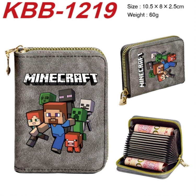 Minecraft Anime-themed bank card zipper cardholder with dimensions 10.5x8x2.5cm