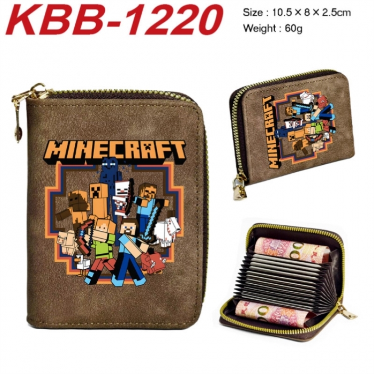 Minecraft Anime-themed bank card zipper cardholder with dimensions 10.5x8x2.5cm