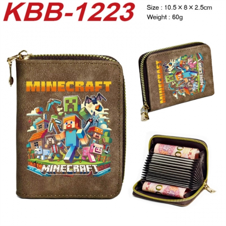 Minecraft Anime-themed bank card zipper cardholder with dimensions 10.5x8x2.5cm