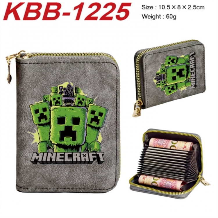 Minecraft Anime-themed bank card zipper cardholder with dimensions 10.5x8x2.5cm