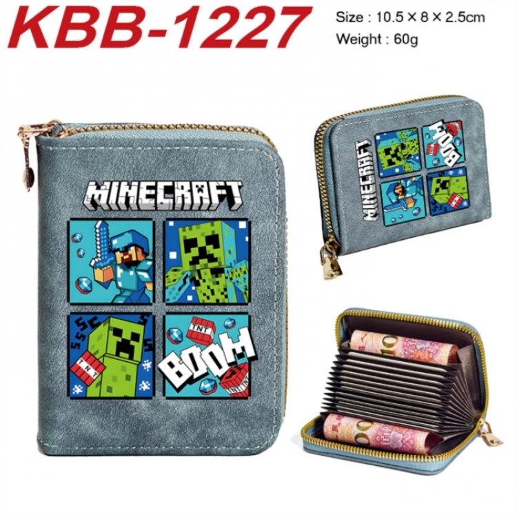 Minecraft Anime-themed bank card zipper cardholder with dimensions 10.5x8x2.5cm