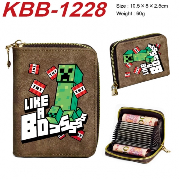 Minecraft Anime-themed bank card zipper cardholder with dimensions 10.5x8x2.5cm