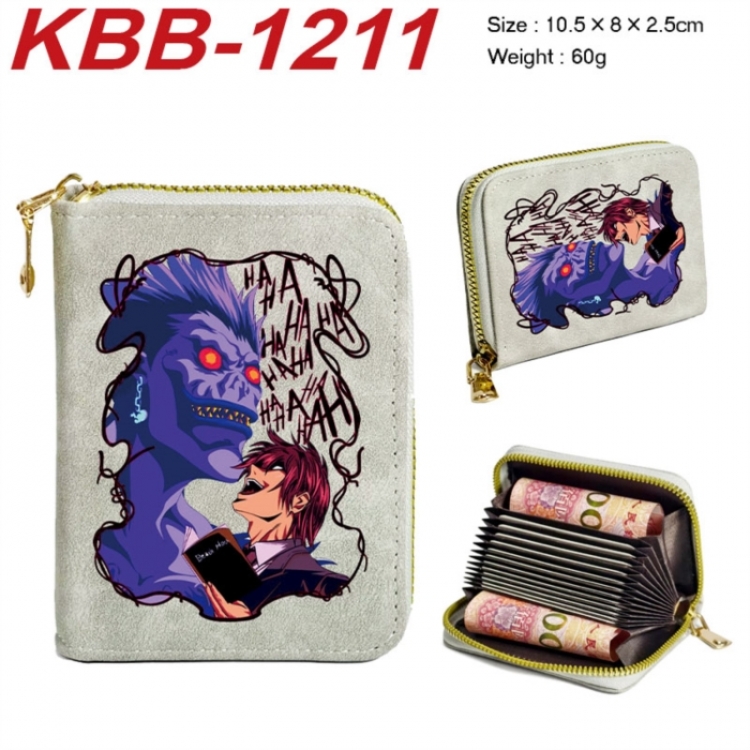 Death note Anime-themed bank card zipper cardholder with dimensions 10.5x8x2.5cm