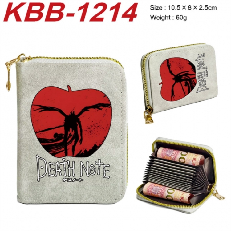 Death note Anime-themed bank card zipper cardholder with dimensions 10.5x8x2.5cm