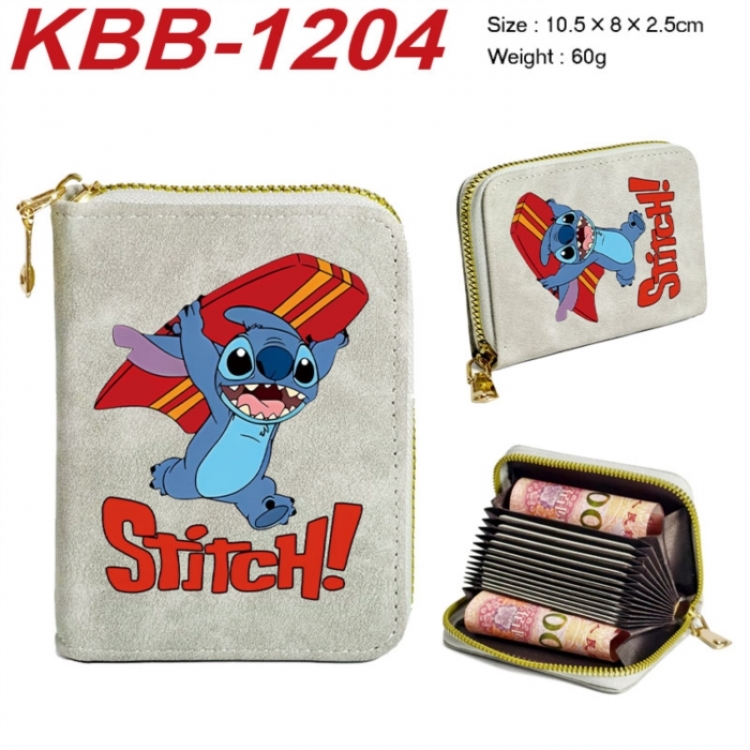 Lilo & Stitch  Anime-themed bank card zipper cardholder with dimensions 10.5x8x2.5cm