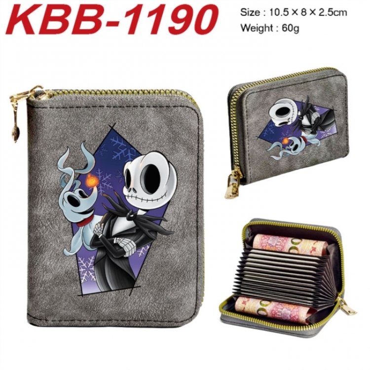 The Nightmare Before Christmas Anime-themed bank card zipper cardholder with dimensions 10.5x8x2.5cm