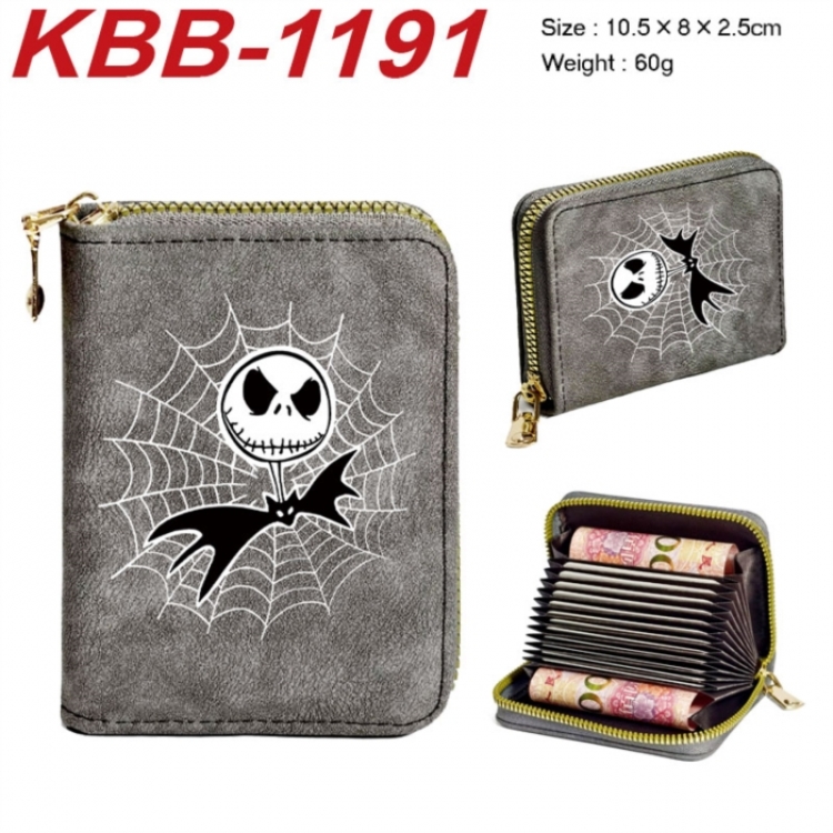 The Nightmare Before Christmas Anime-themed bank card zipper cardholder with dimensions 10.5x8x2.5cm