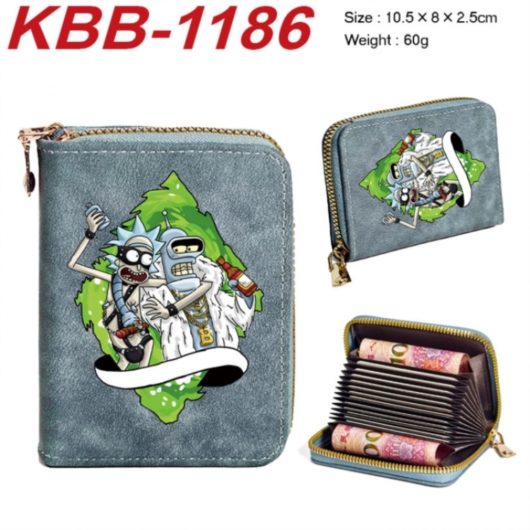 Rick and Morty Anime-themed bank card zipper cardholder with dimensions 10.5x8x2.5cm