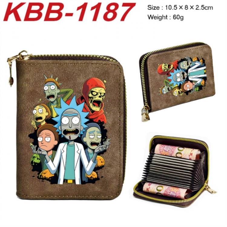 Rick and Morty Anime-themed bank card zipper cardholder with dimensions 10.5x8x2.5cm
