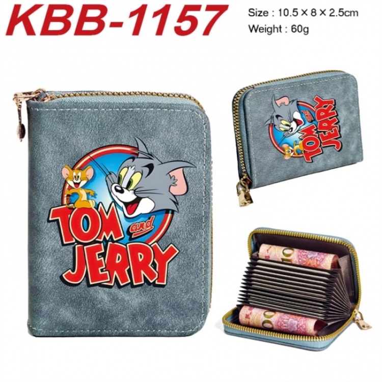 Tom and Jerry Anime-themed bank card zipper cardholder with dimensions 10.5x8x2.5cm