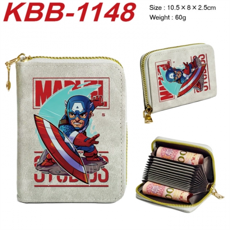 Marvel Anime-themed bank card zipper cardholder with dimensions 10.5x8x2.5cm