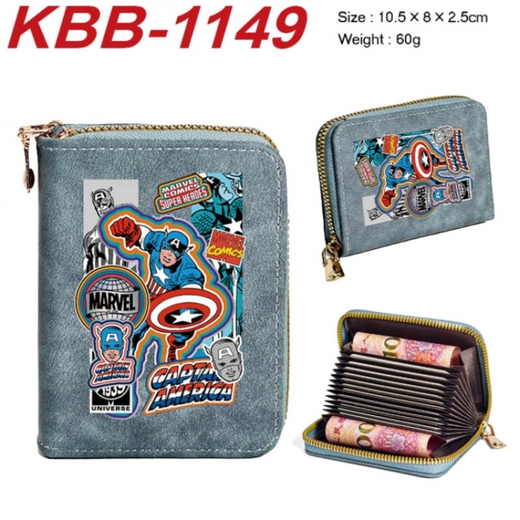 Marvel Anime-themed bank card zipper cardholder with dimensions 10.5x8x2.5cm