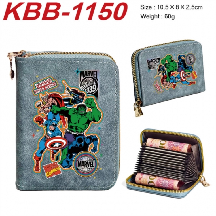 Marvel Anime-themed bank card zipper cardholder with dimensions 10.5x8x2.5cm