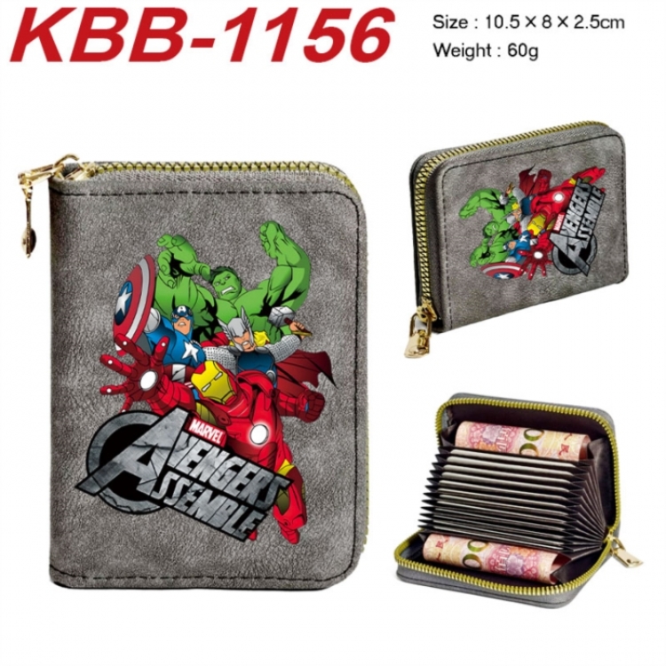 Marvel Anime-themed bank card zipper cardholder with dimensions 10.5x8x2.5cm