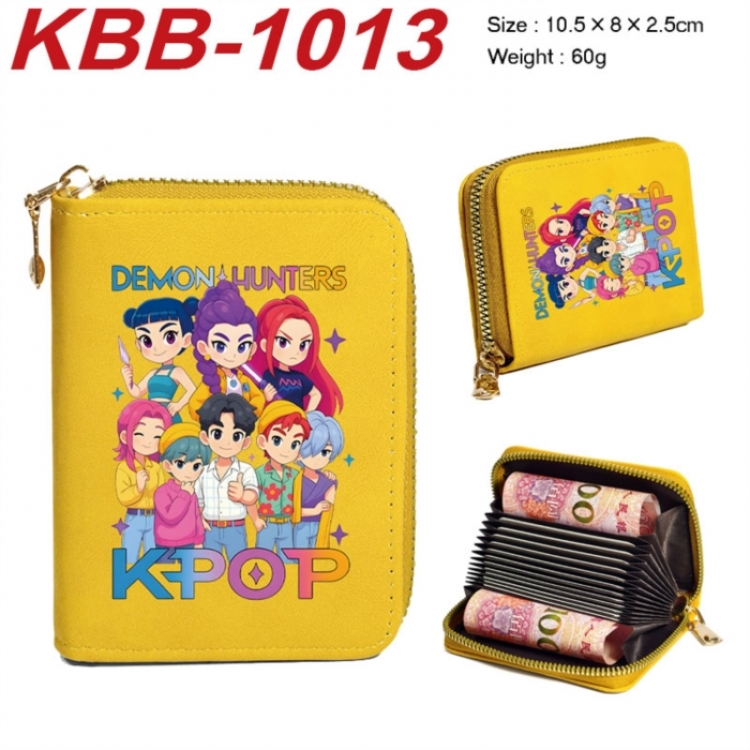 K-Pop:Demon Hunters Anime-themed bank card zipper cardholder with dimensions 10.5x8x2.5cm