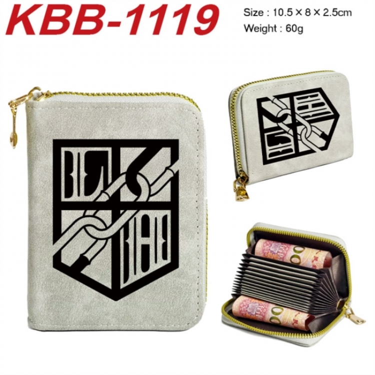 Shingeki no Kyojin Anime-themed bank card zipper cardholder with dimensions 10.5x8x2.5cm