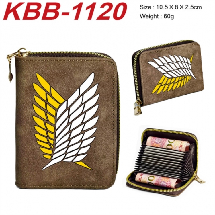 Shingeki no Kyojin Anime-themed bank card zipper cardholder with dimensions 10.5x8x2.5cm