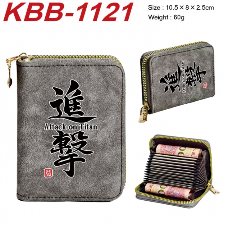 Shingeki no Kyojin Anime-themed bank card zipper cardholder with dimensions 10.5x8x2.5cm